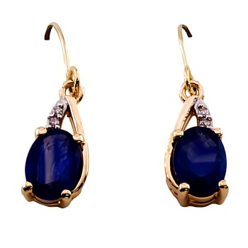 9ct gold Sapphire/Diamond Drop Earrings